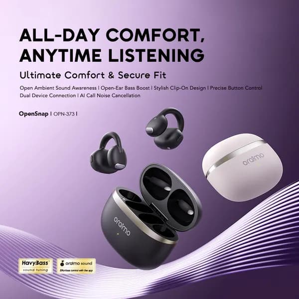 Oraimo OpenSnap Clip-On Open-Ear True Wireless Earbuds 2