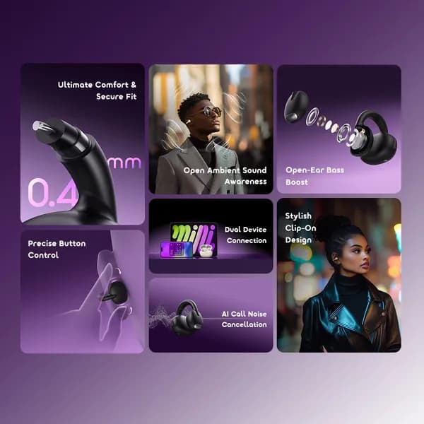 Oraimo OpenSnap Clip-On Open-Ear True Wireless Earbuds 3