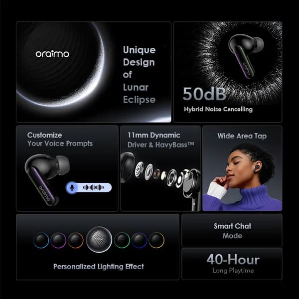 Oraimo SpaceBuds Hybrid ANC True Wireless Earbuds Customized Voice Prompt 3