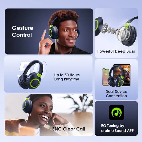 Oraimo BoomPop2S ENC Over-Ear Wireless Headphones 3