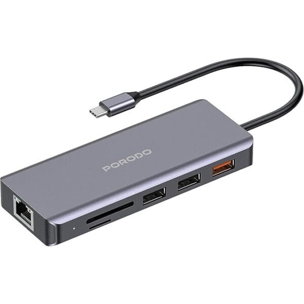 Porodo Ethernet USB-C HUB with 9 in 1 4K HDMI 30Hz