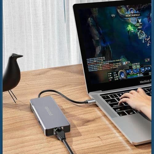 Porodo Ethernet USB-C HUB with 9 in 1 4K HDMI 30Hz 2