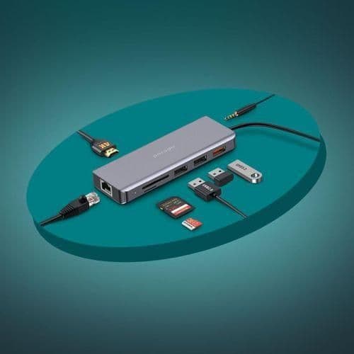Porodo Ethernet USB-C HUB with 9 in 1 4K HDMI 30Hz 3