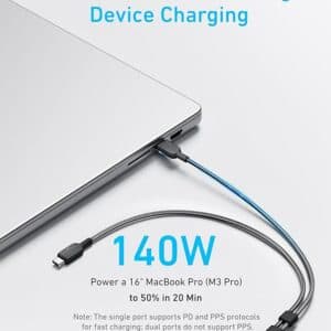 Anker Cable,4FT 2-in-1 USB C to USB C Cable 140W Max 5
