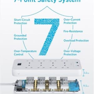 Anker 342 Power Strip with 8 AC Outlets & 2 USB Ports (12W Extension) 3