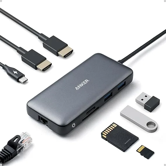 Anker Laptop Docking Station Dual Monitor, 8-in-1 USB C Hub