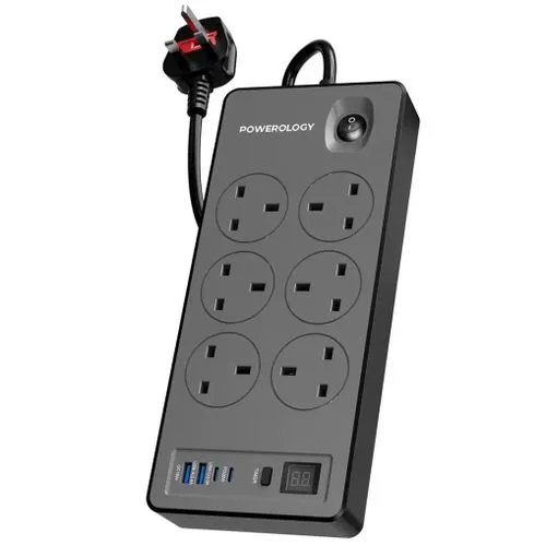 Powerology 6AC 2990W Power Strip PD 20W – Black