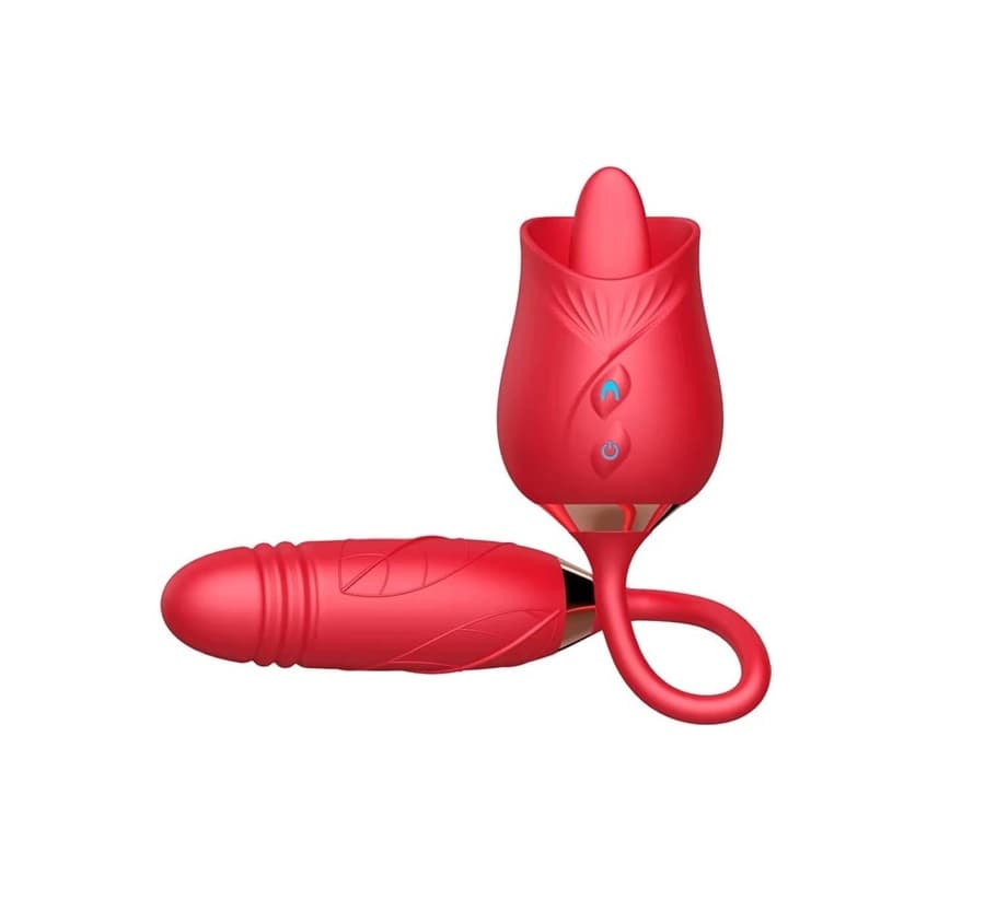 Rose 2-in-1 Clitoral Tongue with Dildo Vibrator 1