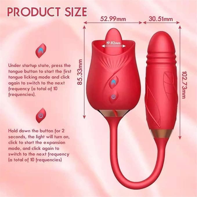 Rose 2-in-1 Clitoral Tongue with Dildo Vibrator 2