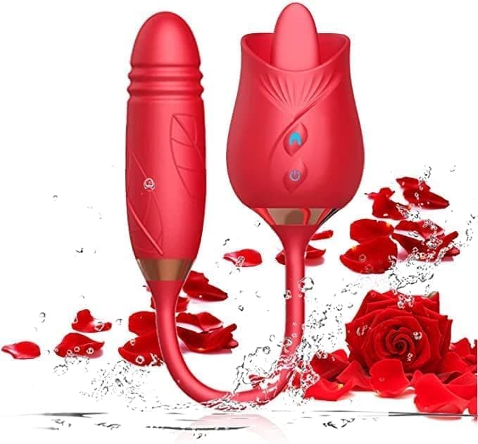 Rose 2-in-1 Clitoral Tongue with Dildo Vibrator 4